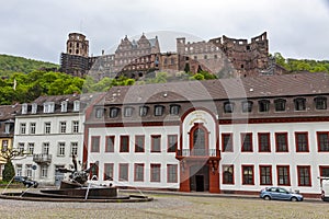 Karlsplatz square in Heidelberg old town, Germany