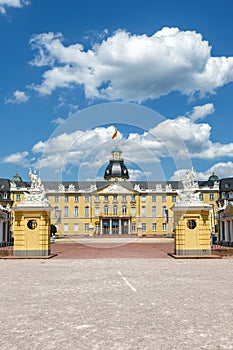 Karlsruhe Castle royal palace baroque architecture portrait format travel in Germany