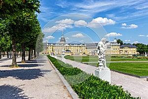 Karlsruhe Castle royal palace baroque with figures architecture travel in Germany