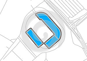 Karlsruhe, Football Stadium, outline vector map