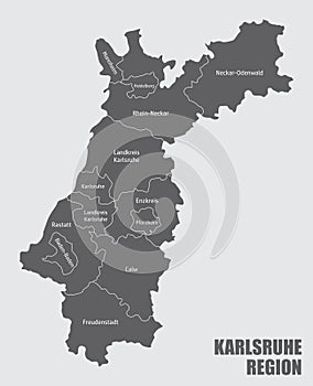 Karlsruhe Region administrative map