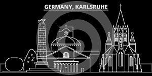 Karlsruhe silhouette skyline. Germany - Karlsruhe vector city, german linear architecture, buildings. Karlsruhe travel