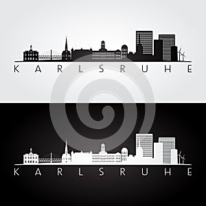 Karlsruhe skyline and landmarks silhouette