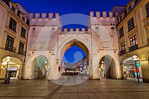 Karlstor Gate and Karlsplatz Square in the Evening, Munich