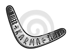 karma boomerang sketch vector illustration