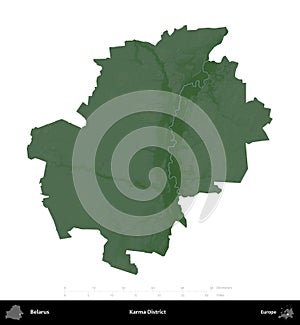 Karma District, Belarus, isolated on white. Physical