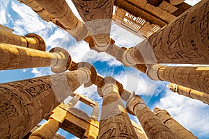 Karnak Hypostyle hall columns in the Temple at Luxor Thebes