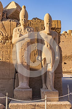 Statues of Pharoahs at the Karnak Temple complex in Luxor photo