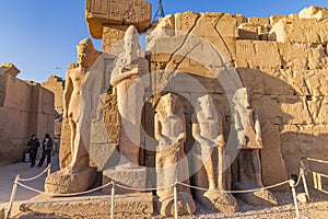 Statues of Pharoahs at the Karnak Temple complex in Luxor photo