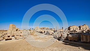 Karnak Temple in Luxor, Egypt. The Karnak Temple Complex, commonly known as Karnak, comprises a vast mix of decayed temples,