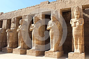 Karnak temple in Luxor statues in row