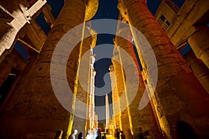 Karnak Temple at night during light show, Luxor, Egypt