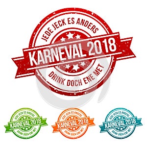 Karneval 2018 - SprÃ¼che in KÃ¶lsch - Siegel in verschiedenen Farben.