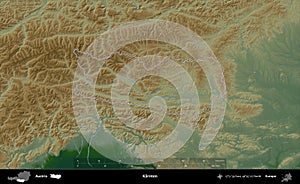 Karnten outlined, Austria. Physical