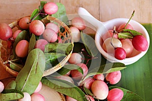 Karonda fruit is delicious on wood background