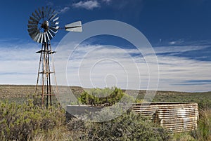 Karoo Windpump and reservoir