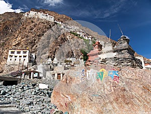 Karsha gompa - buddhist monastery in Zanskar valley photo