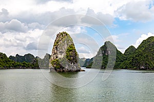 Karst formations in Halong Bay, Vietnam, in the gulf of Tonkin.