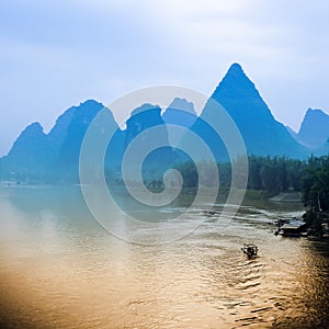 Karst hills scenery in guilin, China photo