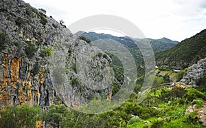 Karst landscape in the Canyon of the Buitreras near Cortes de la Frontera, Spain photo