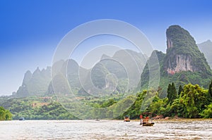 Karst landscape by Li river in Yangshuo