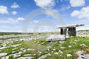 Karst landscape with pre-historian stone altar in Ireland