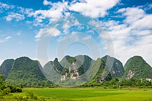 Karst Mountain landscape in rural Guilin, China