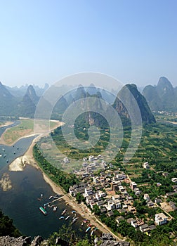 Karst mountain landscape in Yangshuo Guilin,