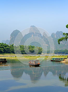 Karst mountain landscape in Yangshuo Guilin,