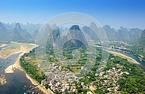 Karst mountain landscape in Yangshuo Guilin,