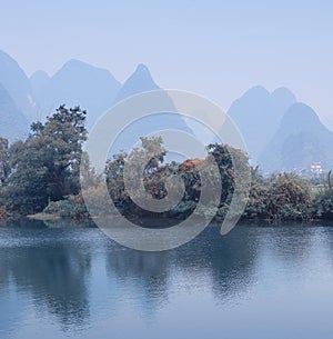 Karst mountain landscape in Yangshuo Guilin,