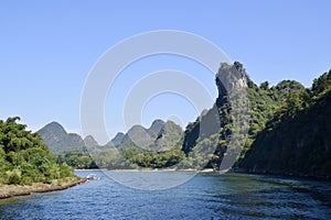 The Karst Mountains and The Li River, Guilin, Guangxi, China.