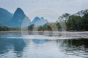 Karst mountains and Lijiang River scenery