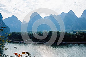 Karst mountains and Lijiang River scenery