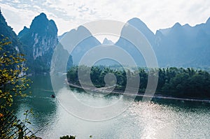 Karst mountains and Lijiang River scenery