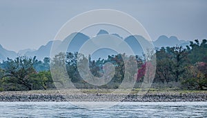 Karst mountains and Lijiang River scenery