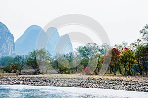 Karst mountains and Lijiang River scenery