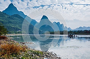 Karst mountains and Lijiang River scenery