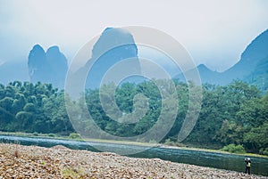 Karst mountains and Lijiang River scenery