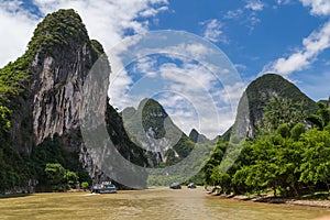 Karst mountains and limestone peaks of Li river in China