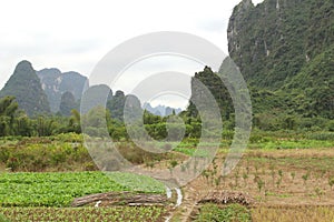 Karst mountains between Yangshuo and Guilin in China