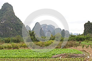 Karst mountains between Yangshuo and Guilin, China