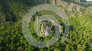 A karst peak above the tropical forest