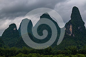 Karst peaks in Xingping Town and the Li River known as Lijiang River.