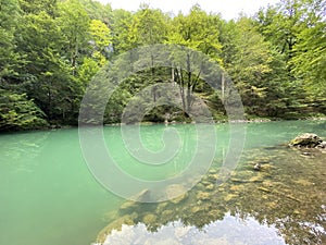 Karst spring of the river Kupa or natural monument source of the river Kupa in the region of Gorski kotar - Razloge, Croatia