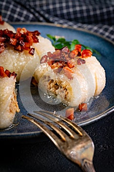 Kartacze - potato dumplings stuffed with minced meat