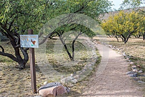 A description board for the trail in Kartchner Caverns State Park, Arizona