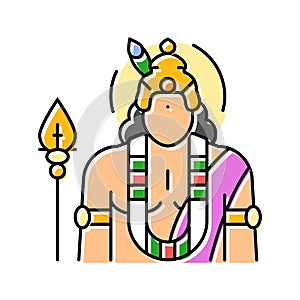 kartikeya god indian color icon vector illustration