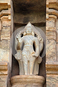 Kartikeya, niche on the western wall, Brihadisvara Temple, Gangaikondacholapuram, Tamil Nadu, India.