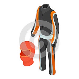 Karting clothing icon isometric vector. Racing suit and karting balaclava icon